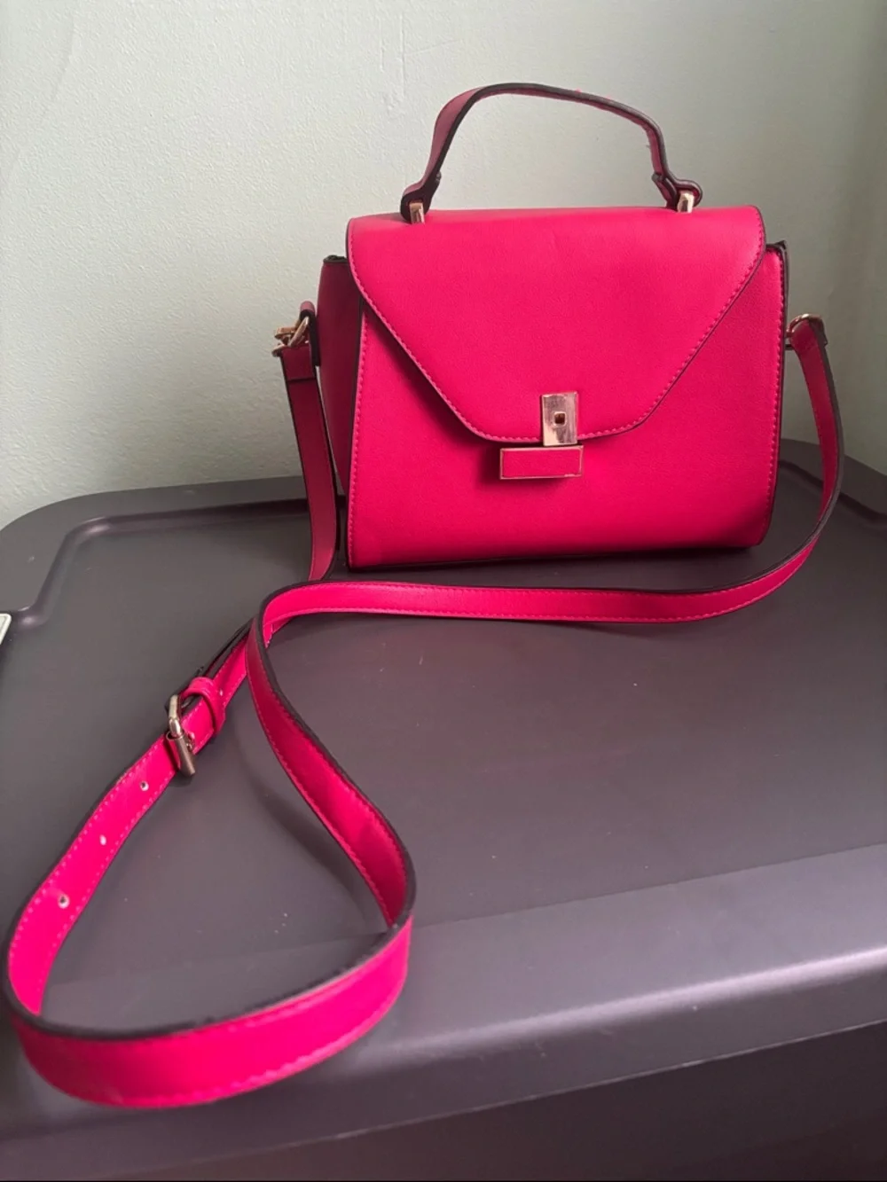 Structured Top-Handle Satchel in Vibrant Pink - Picture 5 of 6